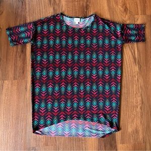 Lularoe Irma Tunic Top Women Half Sleeves High Low Hem Loose Fit Geo Print XXS